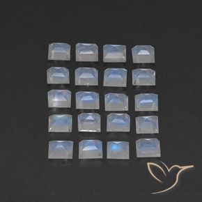 Gemme di Pietra di luna arcobaleno Bianco bluastro naturale da 2.73 ct, Quadrato, Trasparente