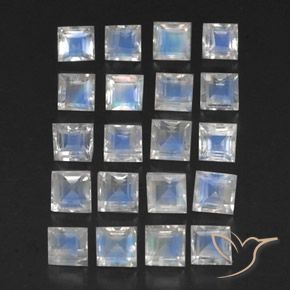 Gemme di Pietra di luna arcobaleno Bianco bluastro naturale da 3.36 ct, Quadrato, Trasparente