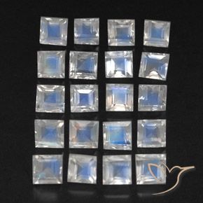 Gemme di Pietra di luna arcobaleno Bianco bluastro naturale da 3.54 ct, Quadrato, Trasparente