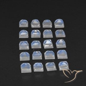 Gemme di Pietra di luna arcobaleno Bianco bluastro naturale da 3.55 ct, Quadrato, Trasparente