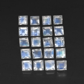 Pietra di luna arcobaleno naturale bianco da 3,36 ct, quadrato, trasparente