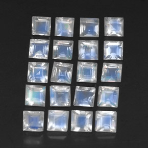 Pietra di luna arcobaleno naturale bianco da 3,36 ct, quadrato, trasparente