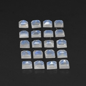 Pietra di luna arcobaleno naturale bianco da 3,36 ct, quadrato, trasparente