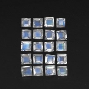 Pietra di luna arcobaleno naturale bianco da 2,51 ct, quadrato, trasparente