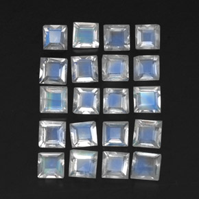 Pietra di luna arcobaleno naturale bianco da 2,51 ct, quadrato, trasparente