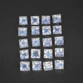 Pietra di luna arcobaleno naturale bianco da 2,34 ct, quadrato, trasparente