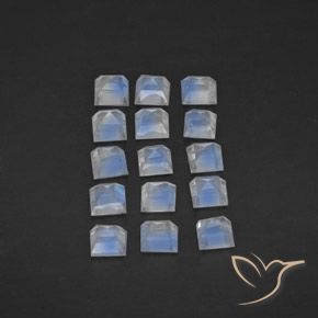 Gemme di Pietra di luna arcobaleno Bianco bluastro naturale da 2.18 ct, Quadrato, Trasparente