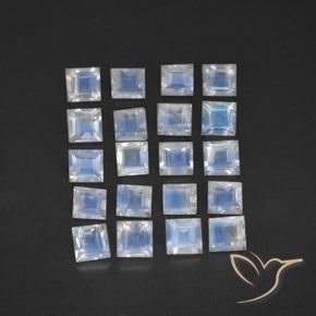 2.70ctw Naturale Bianco bluastro Pietra di luna arcobaleno, Quadrato, Trasparente