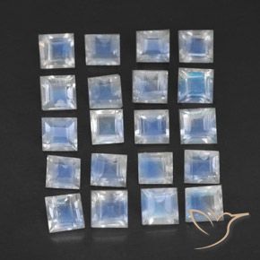 Gemme di Pietra di luna arcobaleno Bianco bluastro naturale da 2.70 ct, Quadrato, Trasparente