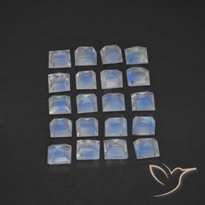 Gemme di Pietra di luna arcobaleno Bianco bluastro naturale da 2.70 ct, Quadrato, Trasparente
