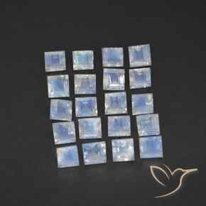 2.84ctw Naturale Bianco bluastro Pietra di luna arcobaleno, Quadrato, Trasparente