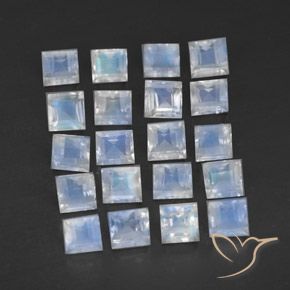 Gemme di Pietra di luna arcobaleno Bianco bluastro naturale da 2.84 ct, Quadrato, Trasparente