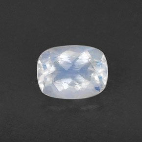 Pietra di luna arcobaleno naturale bianco da 1,07 ct, taglio a cuscino, trasparente