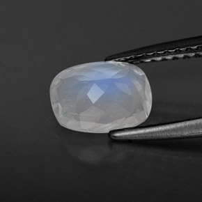 Pietra di luna arcobaleno naturale bianco da 1,07 ct, taglio a cuscino, trasparente