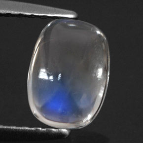 Pietra di luna arcobaleno naturale bianco da 0,90 ct, taglio a cuscino, trasparente