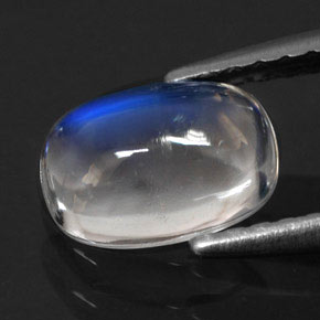 Pietra di luna arcobaleno naturale bianco da 0,90 ct, taglio a cuscino, trasparente