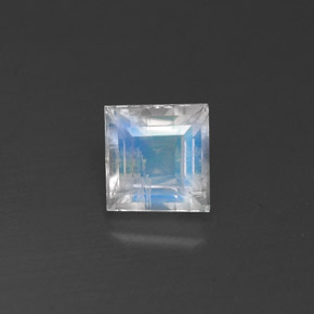 Pietra di luna arcobaleno naturale bianco da 0,77 ct, quadrato, trasparente