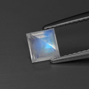 Pietra di luna arcobaleno naturale bianco da 0,77 ct, quadrato, trasparente