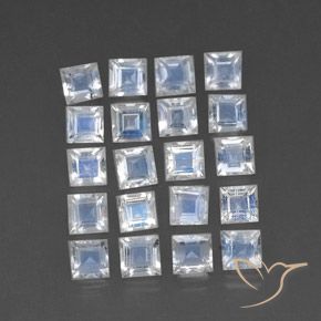 Gemme di Pietra di luna arcobaleno Bianco bluastro naturale da 3.24 ct, Quadrato, Trasparente