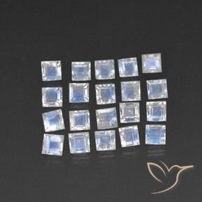 3.61ctw Naturale Bianco bluastro Pietra di luna arcobaleno, Quadrato, Trasparente