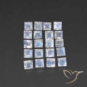 3.80ctw Naturale Bianco bluastro Pietra di luna arcobaleno, Quadrato, Trasparente