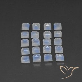 Gemme di Pietra di luna arcobaleno Bianco bluastro naturale da 3.80 ct, Quadrato, Trasparente
