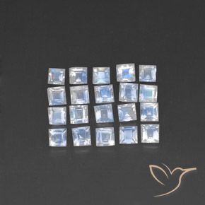 2.28ctw Naturale Bianco bluastro Pietra di luna arcobaleno, Quadrato, Trasparente