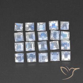 Gemme di Pietra di luna arcobaleno Bianco bluastro naturale da 2.28 ct, Quadrato, Trasparente