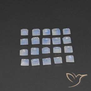 Gemme di Pietra di luna arcobaleno Bianco bluastro naturale da 2.28 ct, Quadrato, Trasparente