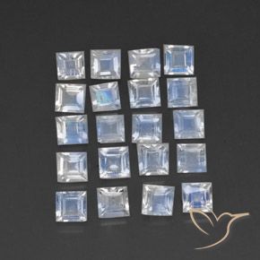 Gemme di Pietra di luna arcobaleno Bianco bluastro naturale da 2.65 ct, Quadrato, Trasparente