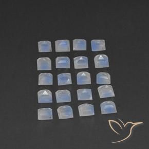 Gemme di Pietra di luna arcobaleno Bianco bluastro naturale da 3.33 ct, Quadrato, Trasparente