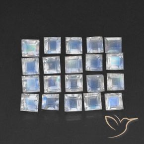 Gemme di Pietra di luna arcobaleno Bianco bluastro naturale da 3.74 ct, Quadrato, Trasparente