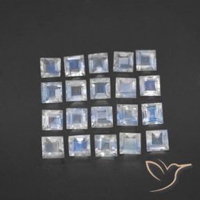 3.33ctw Naturale Bianco bluastro Pietra di luna arcobaleno, Quadrato, Trasparente