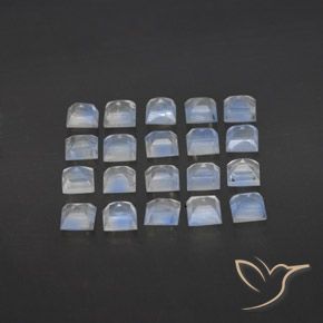 Gemme di Pietra di luna arcobaleno Bianco bluastro naturale da 3.33 ct, Quadrato, Trasparente