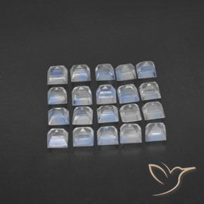 Gemme di Pietra di luna arcobaleno Bianco bluastro naturale da 3.44 ct, Quadrato, Trasparente