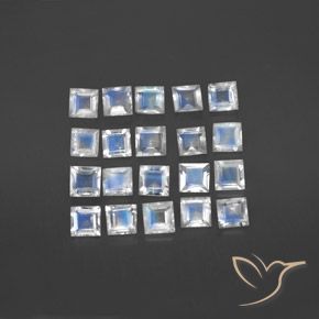 2.85ctw Naturale Bianco bluastro Pietra di luna arcobaleno, Quadrato, Trasparente