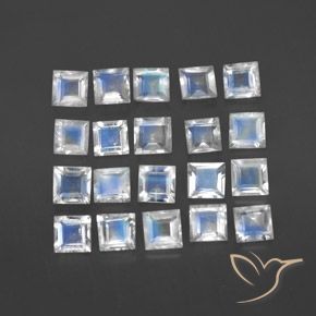 Gemme di Pietra di luna arcobaleno Bianco bluastro naturale da 2.85 ct, Quadrato, Trasparente