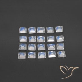 Gemme di Pietra di luna arcobaleno Bianco bluastro naturale da 2.85 ct, Quadrato, Trasparente