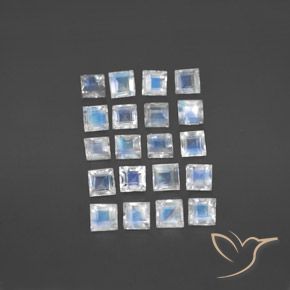 3.33ctw Naturale Bianco bluastro Pietra di luna arcobaleno, Quadrato, Trasparente