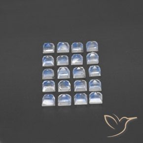 Gemme di Pietra di luna arcobaleno Bianco bluastro naturale da 3.33 ct, Quadrato, Trasparente