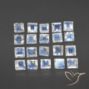 Gemme di Pietra di luna arcobaleno Bianco bluastro naturale da 3.65 ct, Quadrato, Trasparente