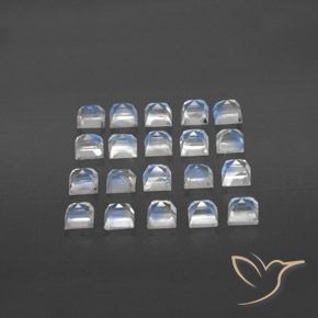 Gemme di Pietra di luna arcobaleno Bianco bluastro naturale da 3.65 ct, Quadrato, Trasparente