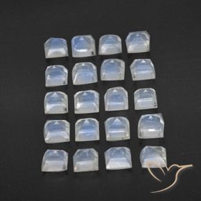 Gemme di Pietra di luna arcobaleno Bianco bluastro naturale da 3.35 ct, Quadrato, Trasparente