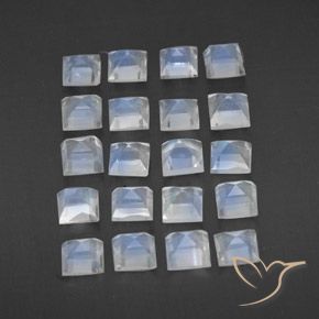 Gemme di Pietra di luna arcobaleno Bianco bluastro naturale da 3.35 ct, Quadrato, Trasparente