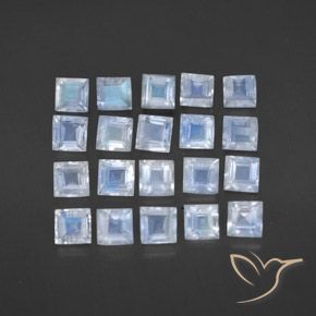 3.09ctw Naturale Bianco bluastro Pietra di luna arcobaleno, Quadrato, Trasparente