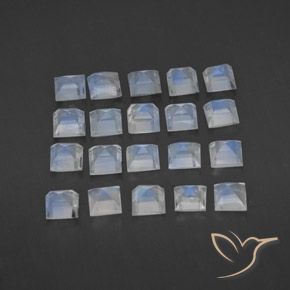 Gemme di Pietra di luna arcobaleno Bianco bluastro naturale da 3.09 ct, Quadrato, Trasparente