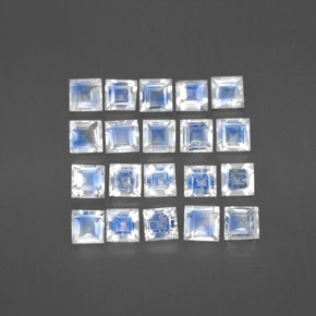 Pietra di luna arcobaleno naturale blu da 2,89 ct, quadrato, trasparente