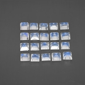 Pietra di luna arcobaleno naturale blu da 2,89 ct, quadrato, trasparente