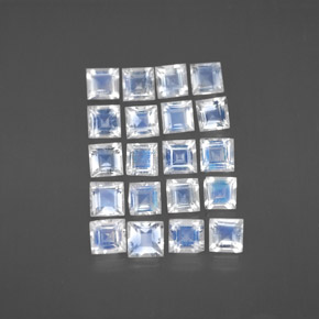 Pietra di luna arcobaleno naturale bianco da 2,66 ct, quadrato, trasparente