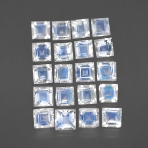 Pietra di luna arcobaleno naturale bianco da 2,66 ct, quadrato, trasparente